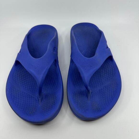 Oofos Slip On Sandals Women's US Sz 10 Men's 8 Navy Blue Open Toe Rubber Errands - Picture 2 of 7